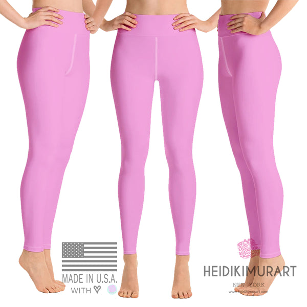 Ballet Light Pink Women's Leggings, Women's Pink Solid Color Active Wear Fitted Leggings Sports Long Yoga & Barre Pants - Made in USA/EU (XS-6XL)