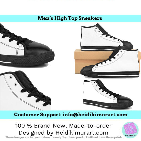 Black Leopard Men's Tennis Shoes, Animal Print Designer Best High-top Sneakers For Men