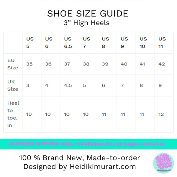 Sky Blue Bridal Wedding Floral Print Women's 3" High Heels Pumps Shoes (US Size:5-11)-3 inch Heels-Heidi Kimura Art LLC