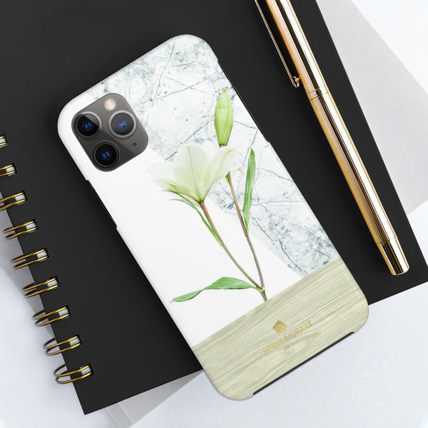 Minimalist White Floral Print Designer Case Mate Tough Phone Case-Made in USA - Heidikimurart Limited 
