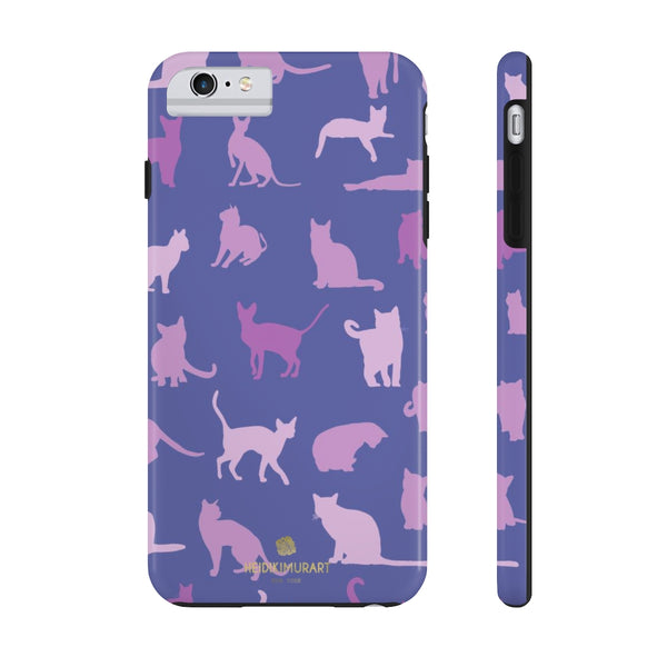 Purple Gray Cat Print Designer Case Mate Tough Phone Cases-Made in USA - Heidikimurart Limited 