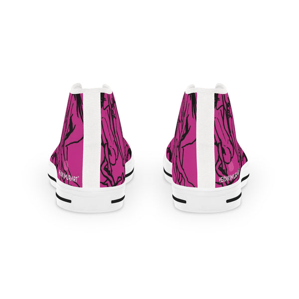 Pink Nude Men's High Tops, Unique Footwear, Modern Minimalist Best Men's High Top Sneakers Running Shoes