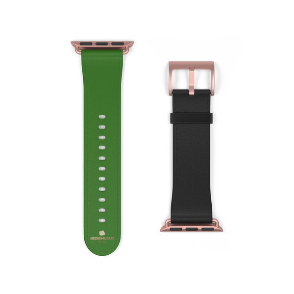 Black Green Duo Apple Band, Solid Color Print Premium Apple Watch Band- Made in USA-Watch Band-38 mm-Rose Gold Matte-Heidi Kimura Art LLC