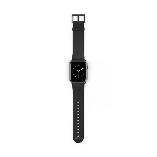 Black Solid Color Print 38mm/ 42mm Watch Band Strap For Apple Watches- Made in USA-Watch Band-Heidi Kimura Art LLC