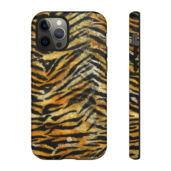 Orange Tiger Striped Phone Case, Animal Print Tough Cases, Designer Phone Case-Made in USA-Phone Case-Printify-iPhone 12 Pro-Glossy-Heidi Kimura Art LLC