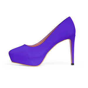 Purple Solid Color Print Luxury Premium Quality Women's Platform Heels (US Size: 5-11)-4 inch Heels-US 7-Heidi Kimura Art LLC