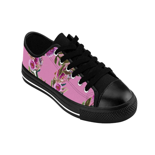 Pink Rose Print Women's Sneakers