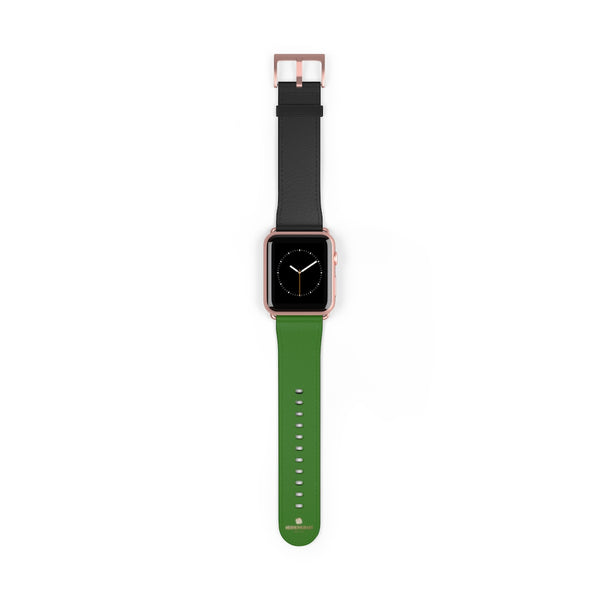 Black Green Duo Apple Band, Solid Color Print Premium Apple Watch Band- Made in USA-Watch Band-42 mm-Rose Gold Matte-Heidi Kimura Art LLC