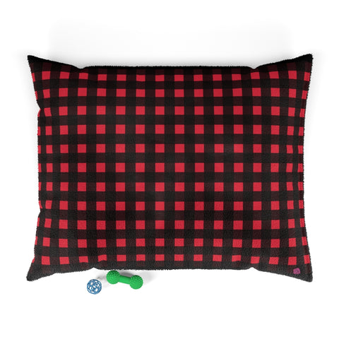 Buffalo Red Plaid Pet Bed, Printed Plaid Best Dog Bed - Heidikimurart Limited 