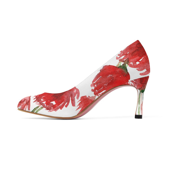Robust Red Poppy Flower Bridal Women's Designer 3" High Heels (US Size: 5-11)-3 inch Heels-Heidi Kimura Art LLC