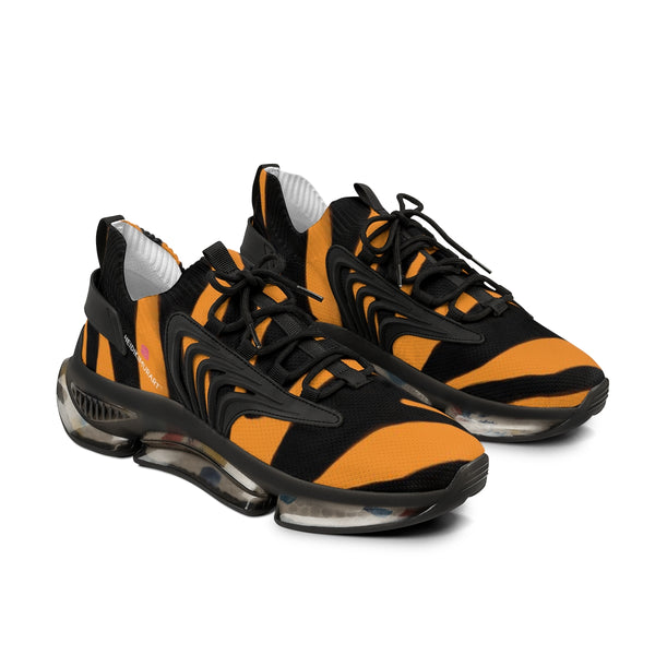 Orange Zebra Print Men's Shoes, Best Zebra Stripes Animal Print Best Comfy Men's Mesh-Knit Designer Premium Laced Up Breathable Comfy Sports Sneakers Shoes (US Size: 5-12)
