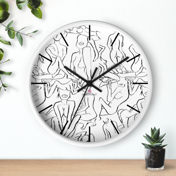 Nude Drawing Art Wall Clock,  10 inch Diameter Art Wall Clock-Printed in USA, Large Round Wood Bedroom Wall Clock