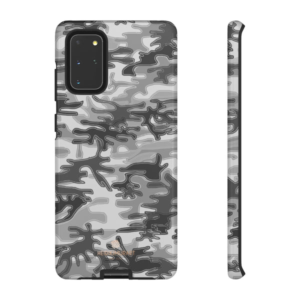 Grey Camouflage Phone Case, Army Military Print Tough Designer Phone Case -Made in USA-Phone Case-Printify-Samsung Galaxy S20+-Glossy-Heidi Kimura Art LLC