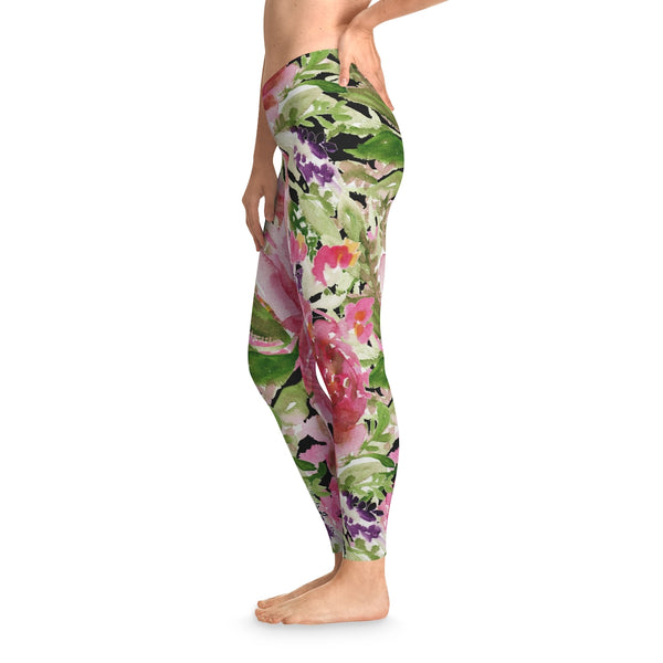 Floral Pink Stretchy Leggings- Made in USA