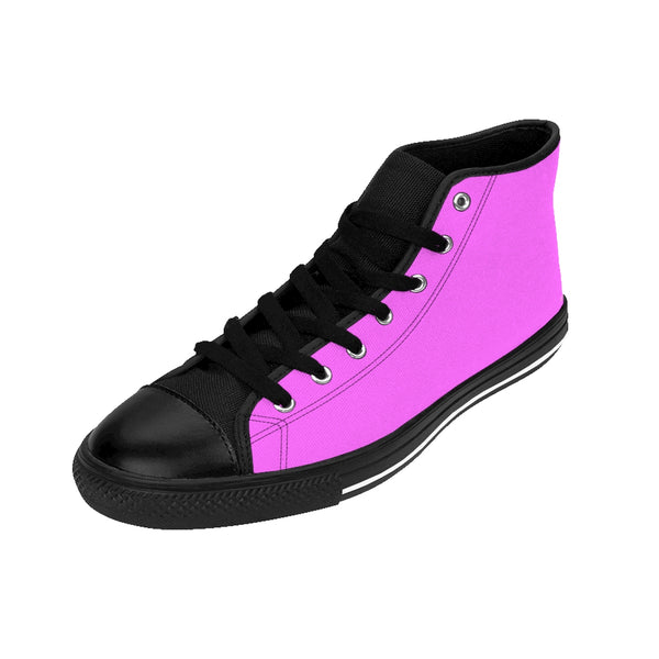 Hot Pink Doll Solid Color Women's High Top Sneakers Running Shoes (US Size: 6-12)-Women's High Top Sneakers-Heidi Kimura Art LLC Hot Pink Women's High Tops, Hot Pink Doll Solid Color Women's High Top Sneakers, Luxurious Minimalist Running Shoes (US Size: 6-12)