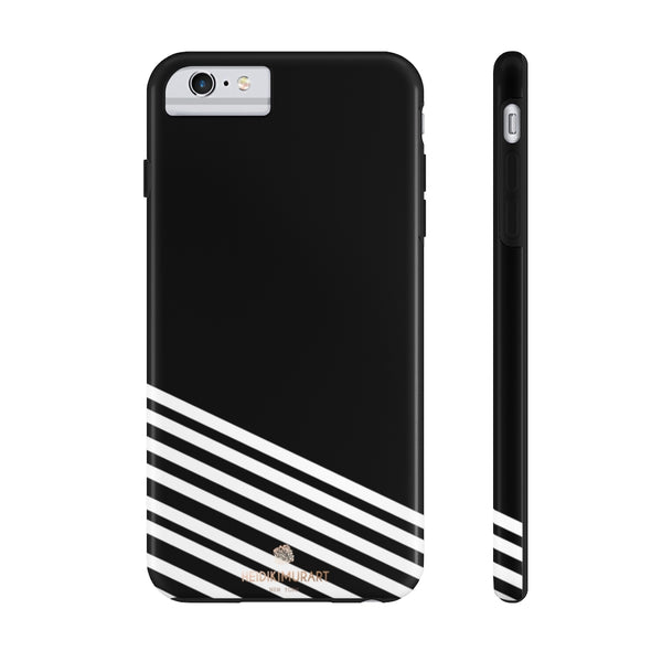 Black White Striped iPhone Case, Modern Case Mate Tough Samsung Galaxy Phone Cases-Phone Case-Printify-iPhone 6/6s Plus Tough-Heidi Kimura Art LLC