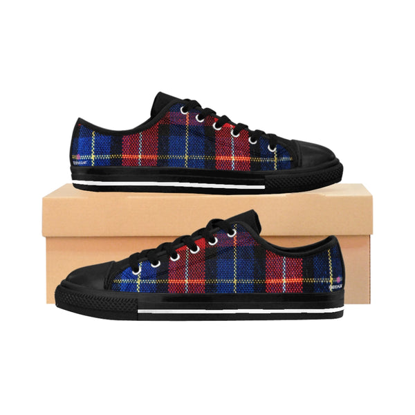 Red Plaid Print Women's Sneakers