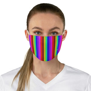 Rainbow Vertically Striped Face Mask, Best Gay Pride Colorful Fashion Face Mask For Men/ Women, Designer Premium Quality Modern Polyester Fashion 7.25" x 4.63" Fabric Non-Medical Reusable Washable Chic One-Size Face Mask With 2 Layers For Adults With Elastic Loops-Made in USA