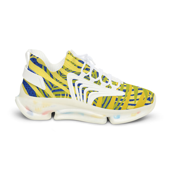 Yellow Palm Leaves Men's Shoes, Yellow Blue Palm Tropical Leaves Print Best Comfy Men's Mesh-Knit Designer Premium Laced Up Breathable Comfy Sports Sneakers Shoes (US Size: 5-12) Mesh Athletic&nbsp;Shoes, Mens Mesh Shoes,&nbsp;Mesh Shoes Men,&nbsp;Men's Classic Low Top Mesh Sneaker, Men's Breathable Mesh Shoes, Mesh Sneakers Casual Shoes&nbsp;