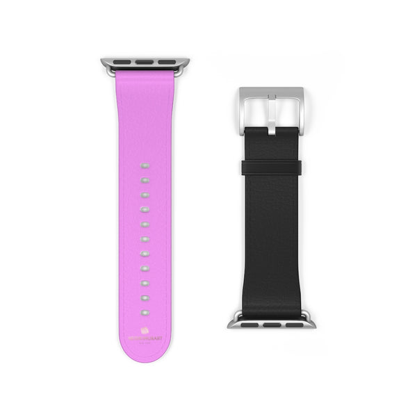 Pink Black Duo Solid Color Print 38mm/42mm Watch Band For Apple Watch- Made in USA-Watch Band-38 mm-Silver Matte-Heidi Kimura Art LLC