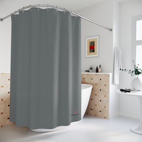 Graphite Grey Polyester Shower Curtain, Modern Minimalist Solid Color Print 71" × 74" Modern Kids or Adults Colorful Best Premium Quality American Style One-Sided Luxury Durable Stylish Unique Interior Bathroom Shower Curtains - Printed in USA