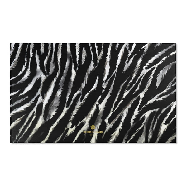 Cool Black White Zebra Animal Print Designer 24x36, 36x60, 48x72 inches Area Rugs - Printed in USA-Area Rug-60" x 36"-Heidi Kimura Art LLC