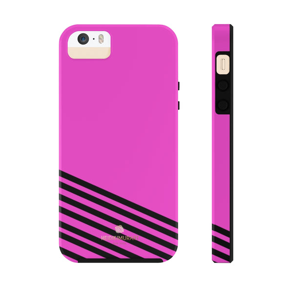 Pink Black Striped iPhone Case, Designer Case Mate Tough Samsung Galaxy Phone Cases-Phone Case-Printify-iPhone 5/5s/5se Tough-Heidi Kimura Art LLC
