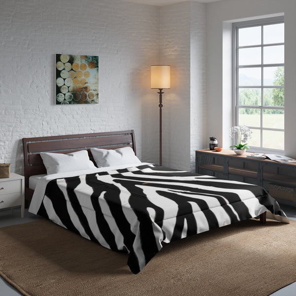 Zebra Animal Print Comforter Blanket for Queen/Full/Twin/King Size Bed-Made in USA-Comforter-Heidi Kimura Art LLC