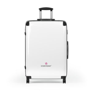 Bright White Solid Color Suitcases, Modern Simple Minimalist Designer Suitcase Luggage (Small, Medium, Large) Unique Cute Spacious Versatile and Lightweight Carry-On or Checked In Suitcase, Best Personal Superior Designer Adult's Travel Bag Custom Luggage - Gift For Him or Her - Made in USA/ UK