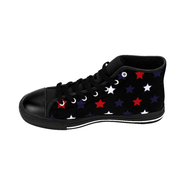Independence Day July 4th Men's Black High-Top Sneakers (US Size: 6-14)-Men's High Top Sneakers-Heidi Kimura Art LLC