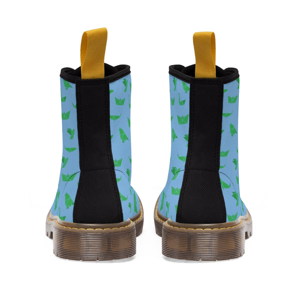 Blue Crane Men Hiker Boots, Designer Men's Laced Up Water Resistant Canvas Boots For Men