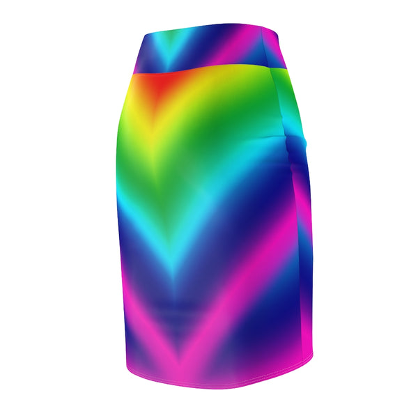 Rainbow Women's Pencil Skirt, Gay Pride Designer Skirt - Heidikimurart Limited 