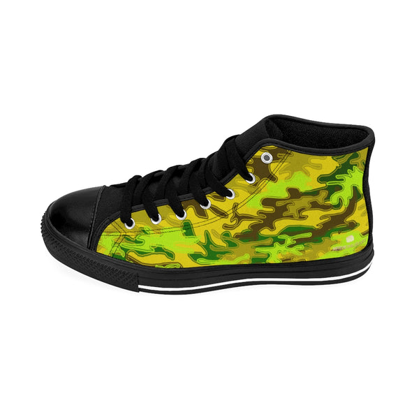 Sand Brown Green Camouflage Army Military Print Men's High-top Sneakers Shoes-Men's High Top Sneakers-Heidi Kimura Art LLC