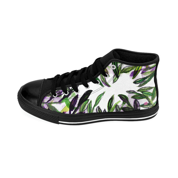 Tropical Leaves Print Men's Sneakers, Designer Men's High Top Sneakers