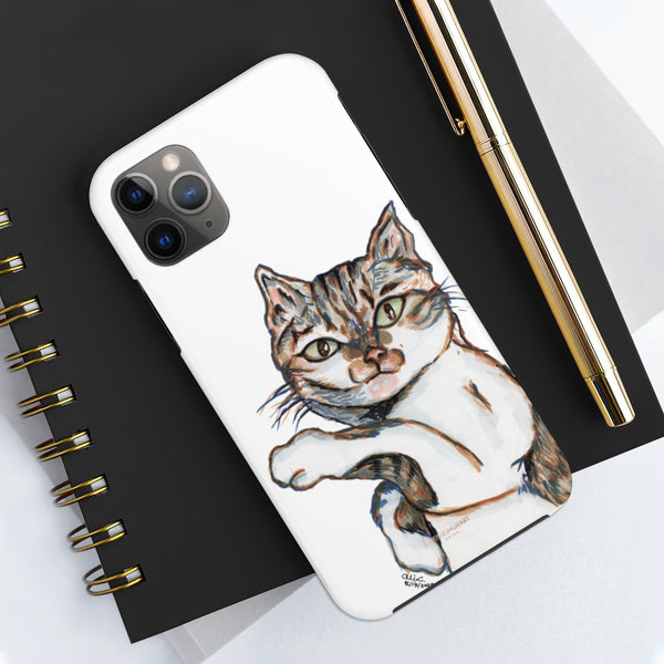 White Cat Phone Case, Peanut Meow Cat Case Mate Tough Phone Cases-Made in USA - Heidikimurart Limited 