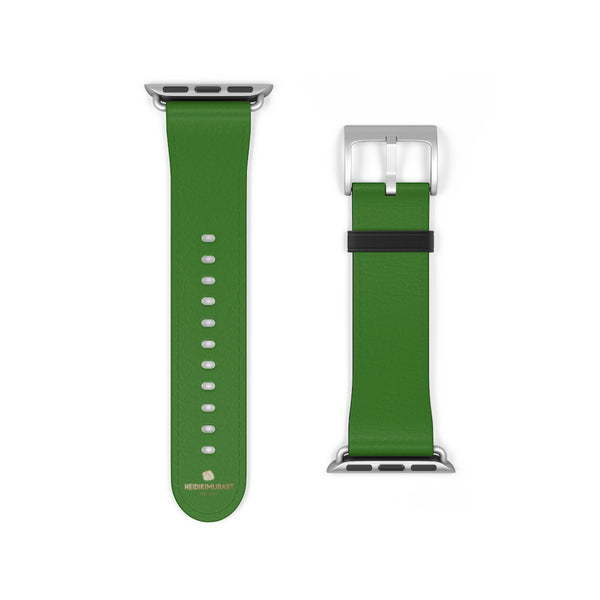 Emerald Green Solid Color 38mm/42mm Watch Band For Apple Watches- Made in USA-Watch Band-38 mm-Silver Matte-Heidi Kimura Art LLC