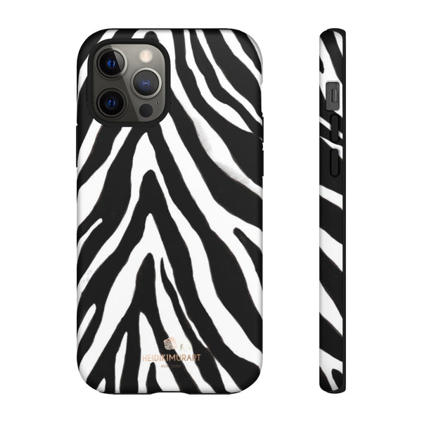 Zebra Stripe Phone Case, Animal Print Tough Designer Phone Case -Made in USA-Phone Case-Printify-iPhone 12 Pro-Matte-Heidi Kimura Art LLC