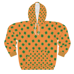 Orange Green Clover St. Patrick's Day Unisex Pullover Hoodie For Men/Women- Made in USA-Unisex Hoodie-2XL-Heidi Kimura Art LLC