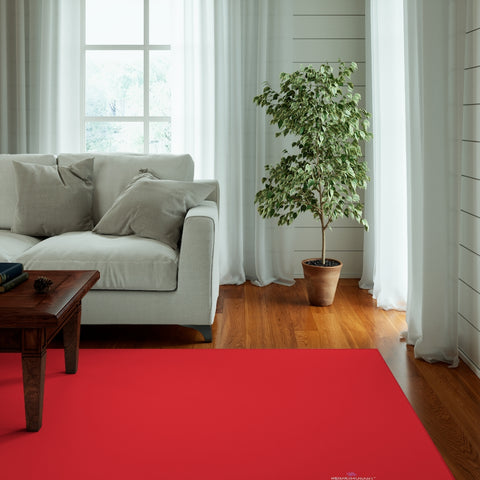 Bright Red Color Dornier Rug, Solid Red Color Modern Basics Essential Premium Best Designer Durable Woven Skid-Resistant Premium Polyester Indoor Carpet Area Rug - Printed in USA (Size: 20"x32"(1'-8"x2'-8"), 35"×63"(2'-11"x5'-3"), 63"×84"(5'-3"x7'-0"))