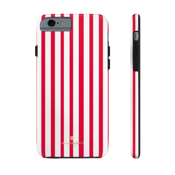 Red Striped iPhone Case, Designer Case Mate Tough Samsung Galaxy Phone Cases-Phone Case-Printify-iPhone 6/6s Tough-Heidi Kimura Art LLC