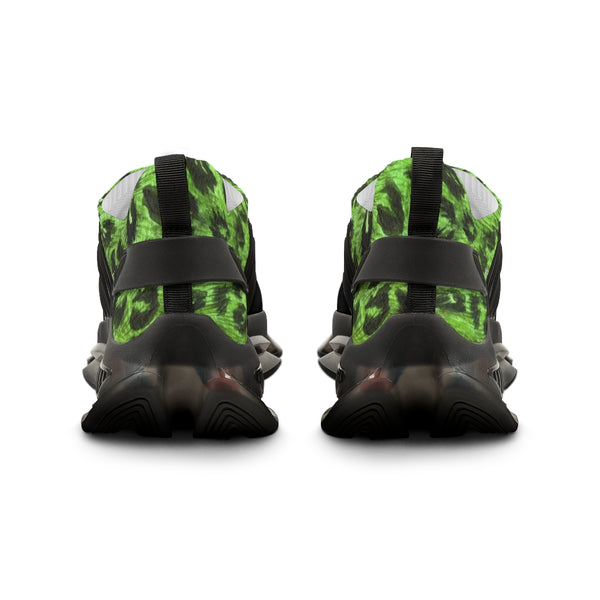 Green Leopard Print Men's Shoes, Best Leopard Animal Print Comfy Men's Mesh-Knit Designer Premium Laced Up Breathable Comfy Sports Sneakers Shoes (US Size: 5-12)