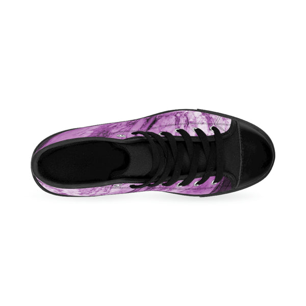 Pink Marble Print Men's Sneakers, Pink Purble Abstract Designer Men's High Top Sneakers