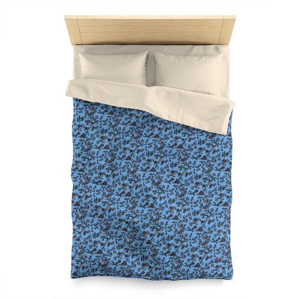 Blue Floral Microfiber Duvet Cover