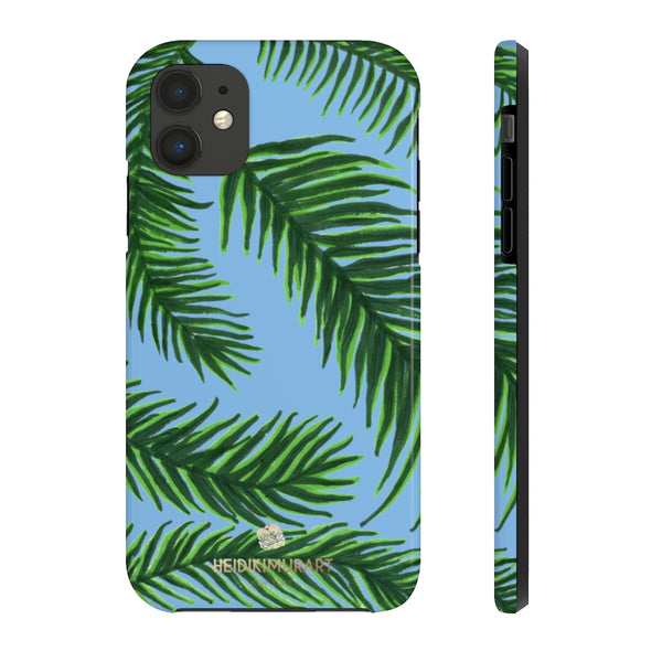 Pastel Blue Tropical Print Phone Case, Palm Leaf Case Mate Tough Phone Cases-Made in USA - Heidikimurart Limited 
