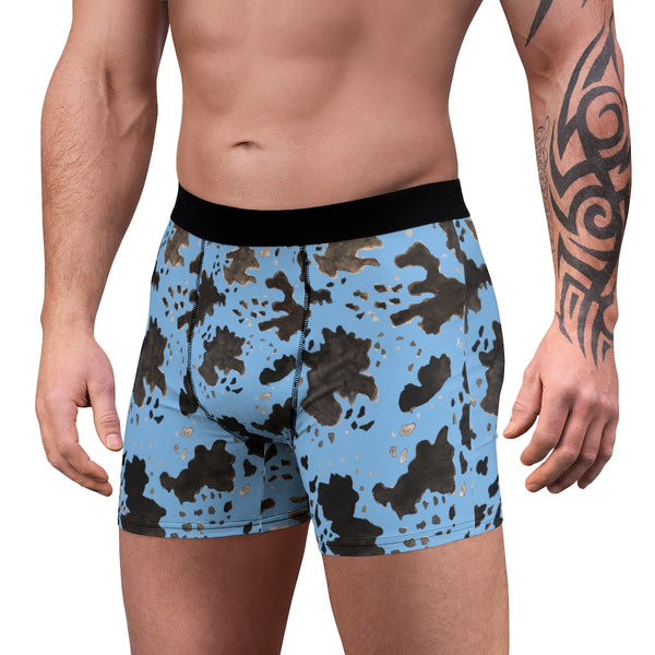 Blue Cheetah Men's Underwear, Cheetah/ Leopard Spots Animal Print Fetish Print Designer Fashion Underwear For Sexy Gay Men, Men's Gay Fetish Party Erotic Boxer Briefs Elastic Underwear (US Size: XS-3XL)