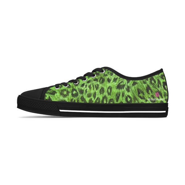 Green Leopard Print Ladies' Sneakers, Leopard Animal Print Basic Essential Women's Low Top Sneakers Tennis Shoes, Canvas Fashion Sneakers With Durable Rubber Outsoles and Shock-Absorbing Layer and Memory Foam Insoles&nbsp;(US Size: 5.5-12)