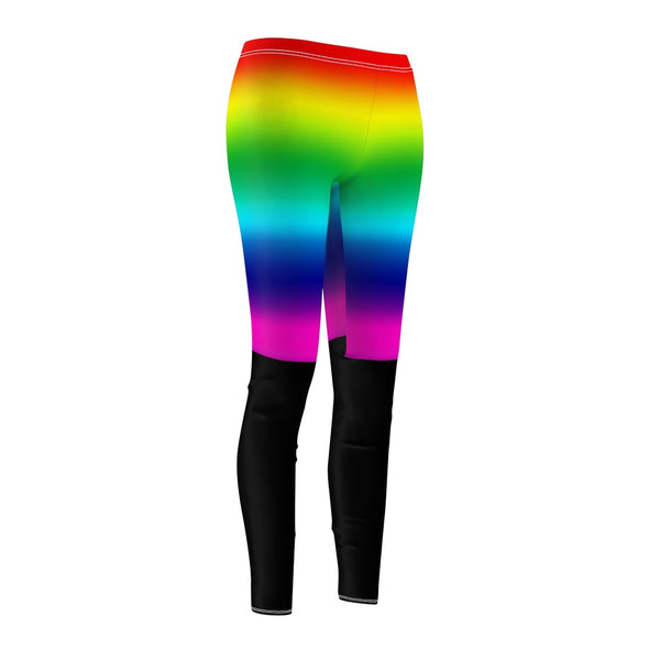 Rainbow Ombre Women's Casual Leggings, Bright Gay Pride Party Vertical Stripes Tights-All Over Prints-Printify-Heidi Kimura Art LLC