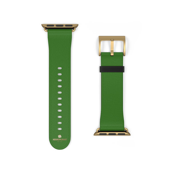 Emerald Green Solid Color 38mm/42mm Watch Band For Apple Watches- Made in USA-Watch Band-38 mm-Gold Matte-Heidi Kimura Art LLC