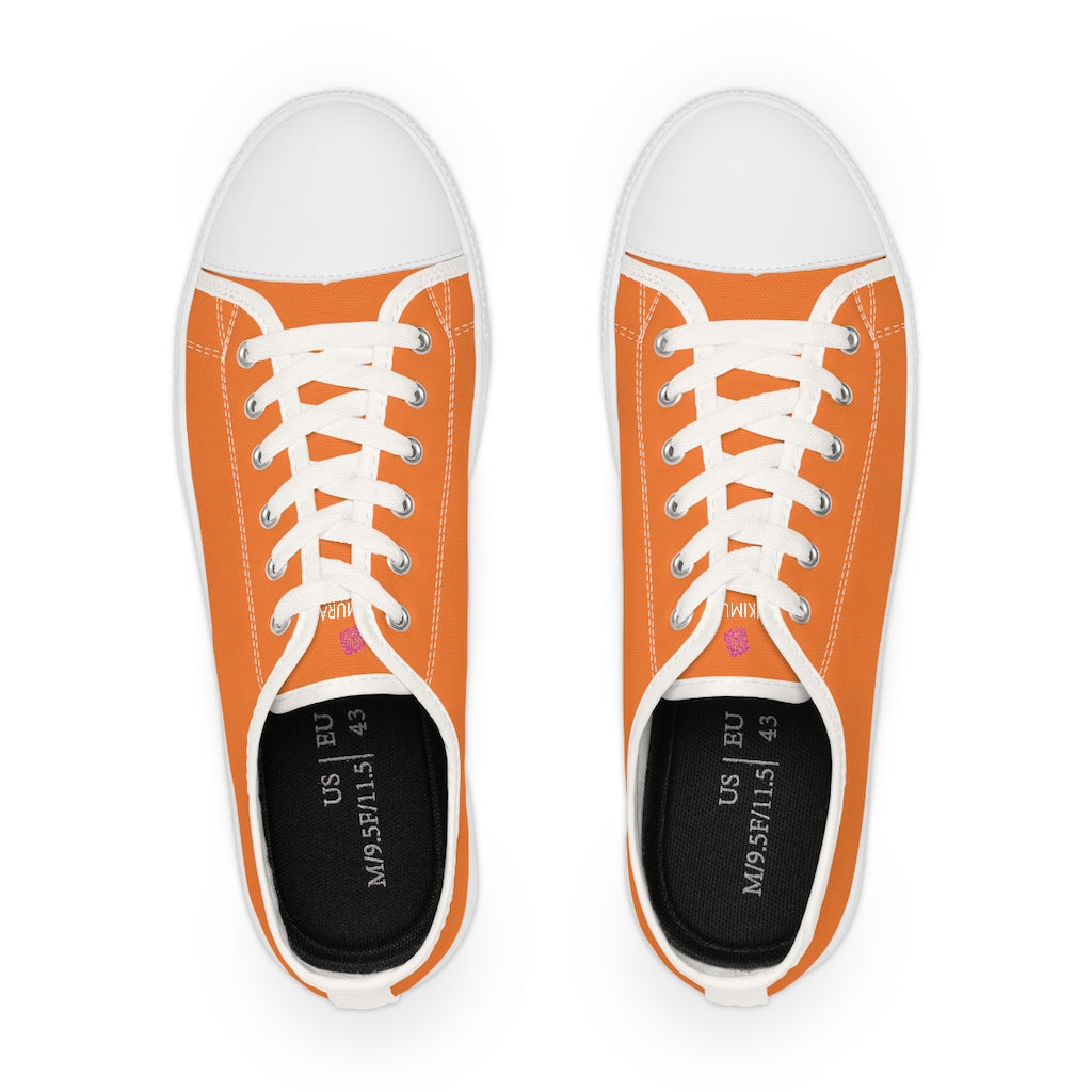 Orange Color Men's Sneakers, Best Solid Orange Color Modern Minimalist Best Breathable Designer Men's Low Top Canvas Fashion Sneakers With Durable Rubber Outsoles and Shock-Absorbing Layer and Memory Foam Insoles (US Size: 5-14)
