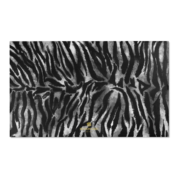 White Black Tiger Stripe Animal Print 24x36, 36x60, 48x72 inches Area Rugs- Printed in USA-Area Rug-60" x 36"-Heidi Kimura Art LLC